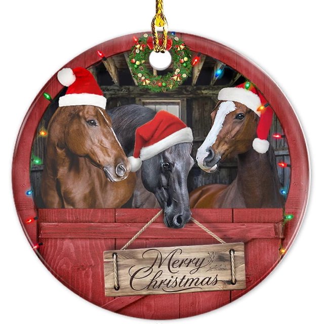 Adornos navideños de granja para árbol de Navidad, adornos navideños de caballos (2023), regalos de caballos para damas, caballo navideño