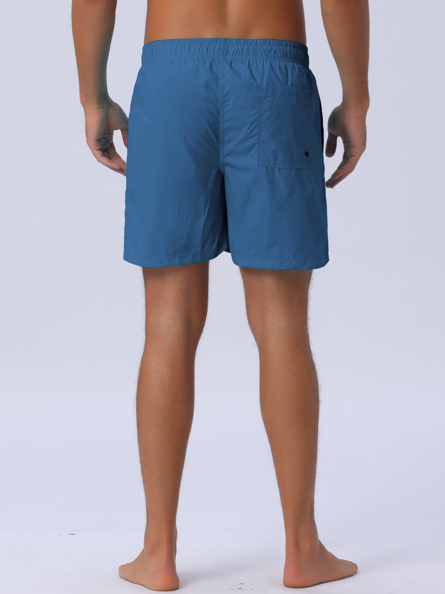 DARING DIVA Men's Summer Drawstring Elastic Waist Mesh Lining Solid Board Shorts 30 Navy Blue