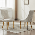 thumbnail image 3 of Tcbosik Farmhouse Dining Chairs Set of 2, Upholstered Accent Side Chair with Stainless Steel Legs, Chenille Fabric Kitchen Chair, Easy Assembly, Beige & Gold, 3 of 11