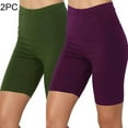 thumbnail image 2 of KIJBLAE Women's High Waist Biker Shorts 2 Pack Soft Stretch Bike Yoga Shorts Athletic Workout Running Tummy Control Cycling Spandex Biker Shorts for Women Purple L, 2 of 9