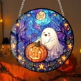 thumbnail image 3 of Halloween Stained Glass Suncatcher, Cute Ghost Pumpkin Window Hanging Decoration, Acrylic Window Hanging Fall Ornaments, for Kitchen Room Garden Office Halloween Decor Housewarming Gift Supplies, 3 of 5