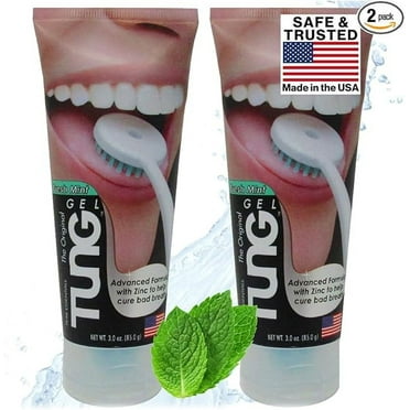 Tung Tongue Gel - Fresh Mint Tongue Cleaning Paste - Bad Breath and Halitosis - Mouth Odor Eliminator - Use with Tongue Brushes & Scrapers - Made in America (2 Pack)