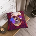 thumbnail image 3 of Velvet Decorative Throw Pillow Covers Set of 2, Soft Square Cushion Cover with Invisible Zipper Red Rose Skull Printing, 20"x20", 3 of 7