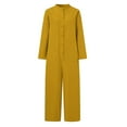 thumbnail image 4 of ZAZYULZ Pant Rompers for Women Ladies Autumn Winter Solid Color Pockets Jumpsuit Shirt Long Trousers Jumpsuit(Yellow,S), 4 of 6