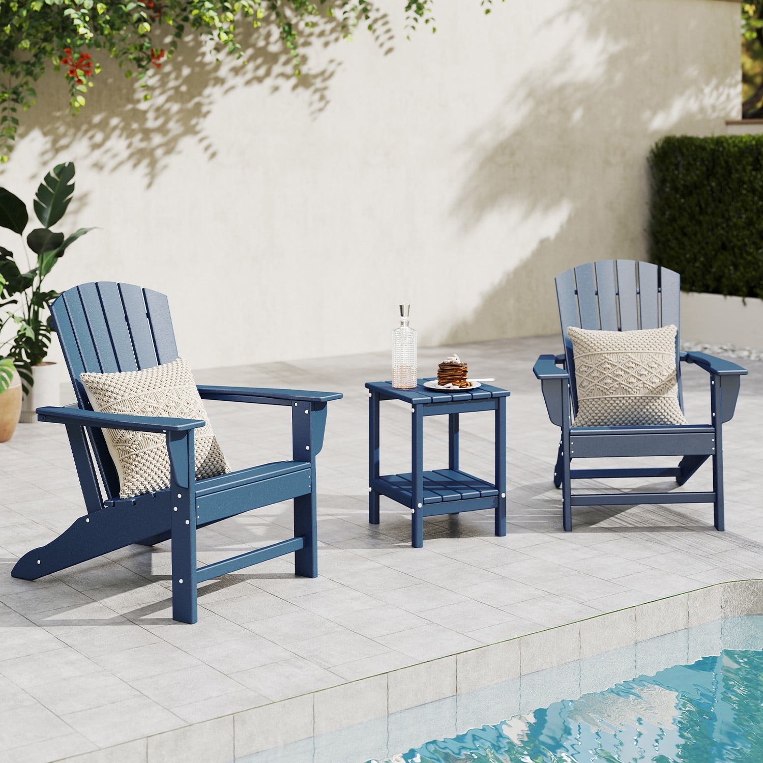PIPOPA Outdoor Adirondack Chair set of 2, HDPE All Weather Patio Chair for Deck Backyard Garden, Blue
