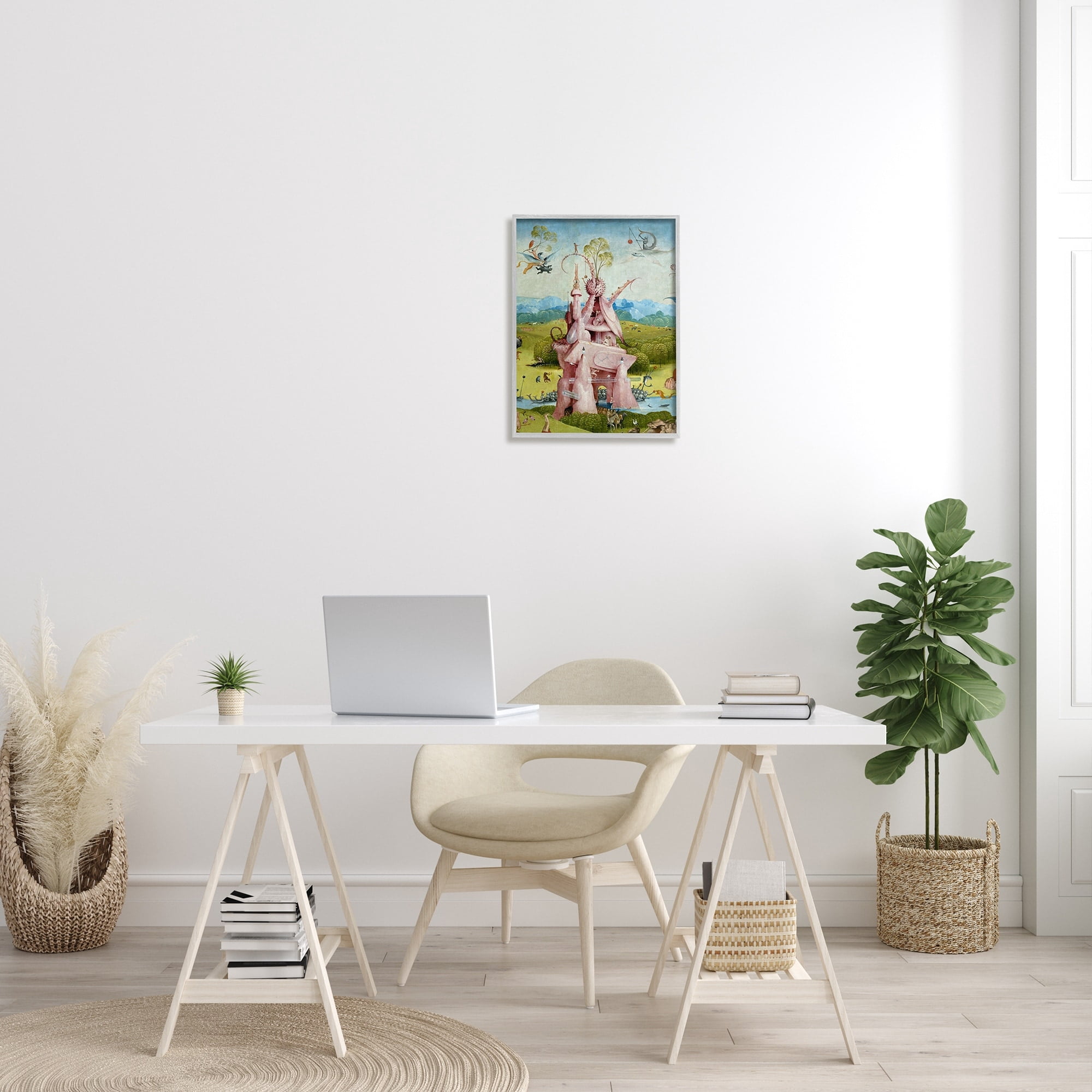 Stupell Industries Garden of Earthly Delights Left Panel Detail Hieronymus Bosch Painting Painting Gray Framed Art Print Wall Art, Design by one1000paintings