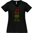 thumbnail image 3 of Inktastic Merry Christmas Elf in Red and Green Plaid Women's Plus Size V-Neck T-Shirt, 3 of 5