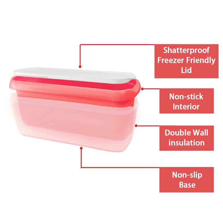 Ice Cream Tub Reusable Container with Non-Slip Base, Stackable on