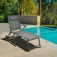 thumbnail image 3 of GVN Chaise Lounge Outdoor, Lounge Chair Outdoor,Patio Reclining Chaise Lounge with Adjust Neck Pillow-Gray, 3 of 11