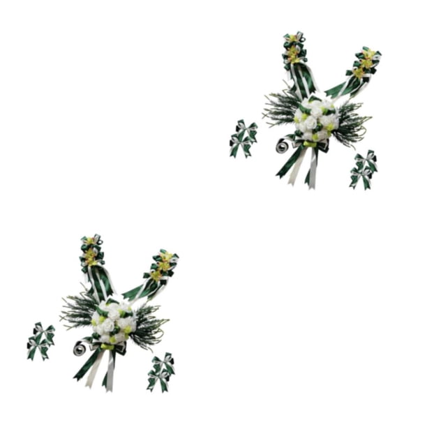 Cateissary 12 Pieces Wedding Car Decorations Kit Silk Ribbon Bows Set Flower Type1 NO1