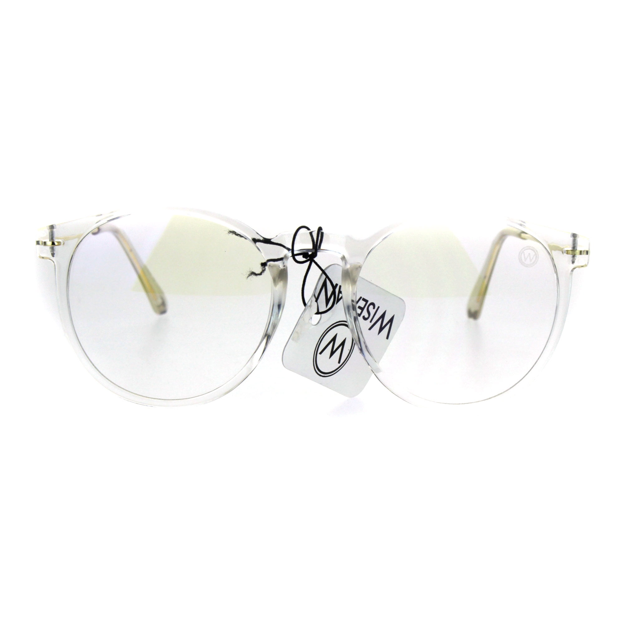 Round Circle Lens Keyhole Horned Thin Plastic Eye Glasses Clear