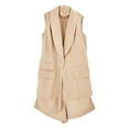 thumbnail image 5 of Wyongtao Women's 2 Piece Outfits Sleeveless Suit Vest and Wide Leg Shorts Business Casual Blazer Sets,Beige S, 5 of 6