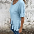 thumbnail image 5 of Wdfiry Women Plus Size T-shirt Summer Fashion Ruffled Hem Short Sleeve Tops Casual Solid Pullover Round-Neck Blouse Shirt, 5 of 8