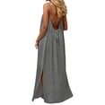 thumbnail image 6 of Maqroz Backless Cami Dresses for Women Plus Size Casual Sleeveless Spaghetti Strap House Dress Long Sundress with Back Tie Summer Lounge Dress Beach Vacation Clothes Gray 29, 6 of 7