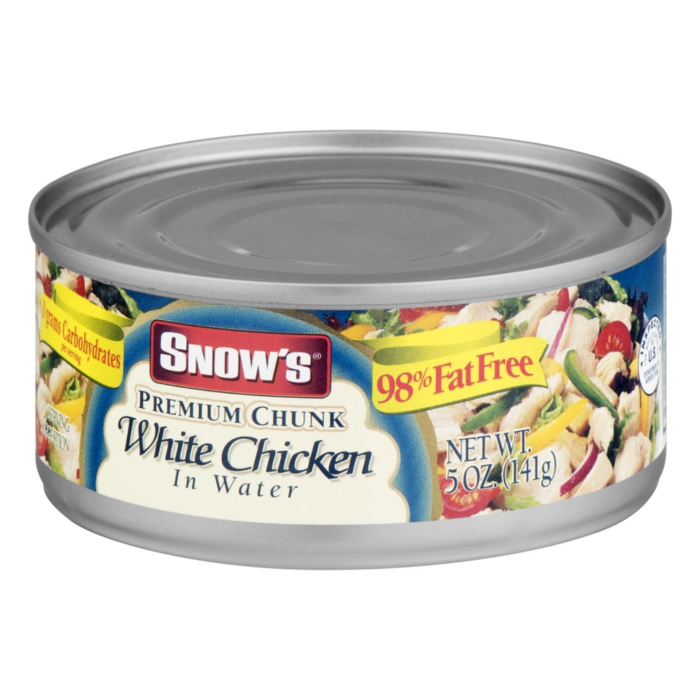 Snow's Premium Chunk White Chicken in Water, Gluten Free, 11g Protein per Serving, Shelf Stable Can, 5oz