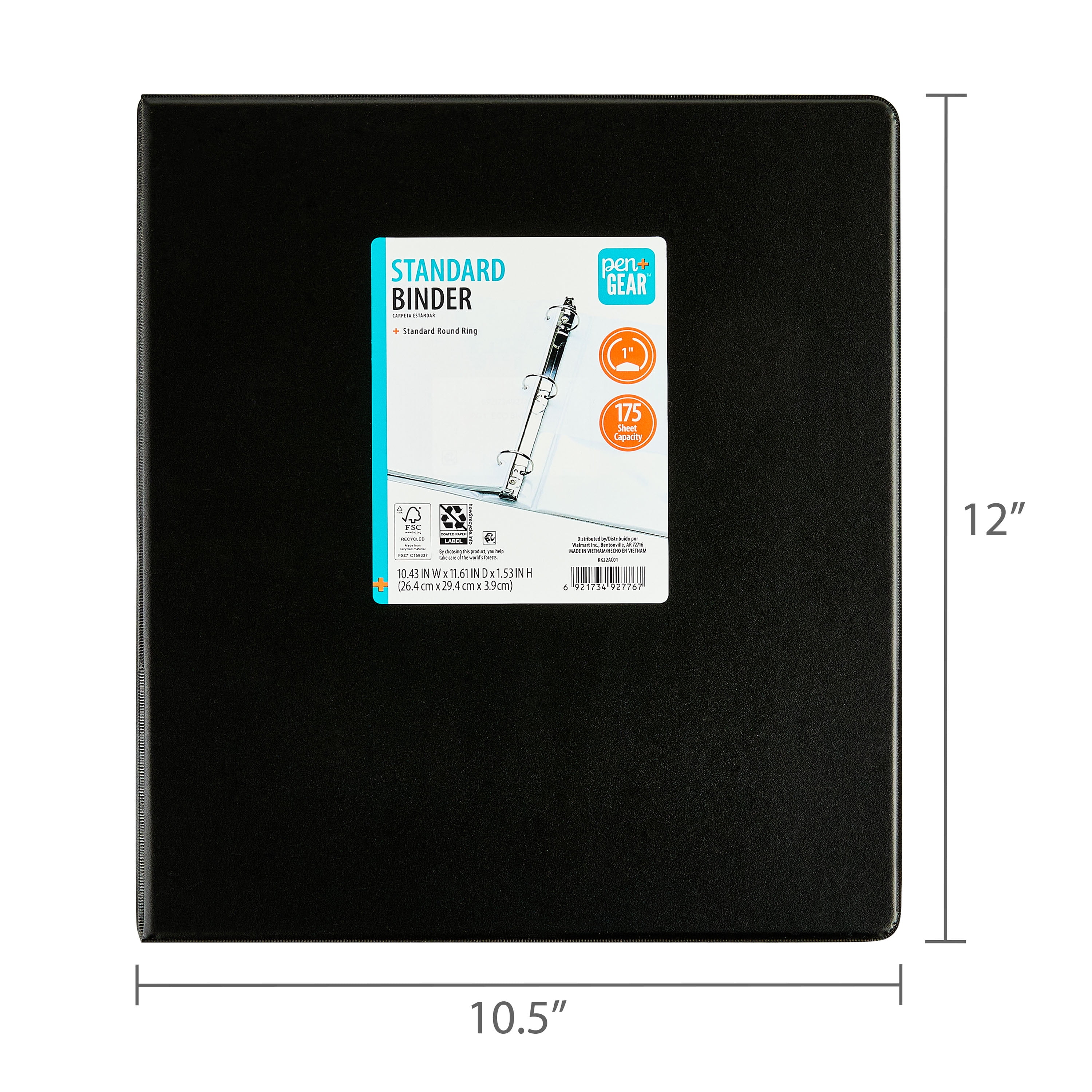 (2 pack) Pen+Gear 1" 3-Ring Standard Binder, Black