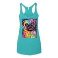 thumbnail image 3 of Funny Neon Pug | Dean Russo Art Animal Lover Tri-Blend Racerback Tank Top, Tahiti Blue, Large, 3 of 6