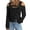 Black, variant on Babysbule Women's Cusal Round Neck Tops Leaky Shoulder Long Sleeve Lightweight Sweatshirts Solid Color Hedging Blouses