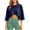*Navy, variant on VBVC Women's Cropped Crew Neck Sweatshirt , Ladies' 3/4 Sleeve Drop Shoulder Top , Casual Athletic Yoga Workout Shirt For Women,Army Green,S-2XL