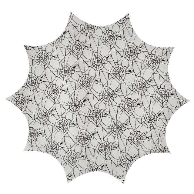 Halloween Round Tablecloth Set Black Polyester Web Design for Spooky Home Decor D70 cm D100 cm D140 cm