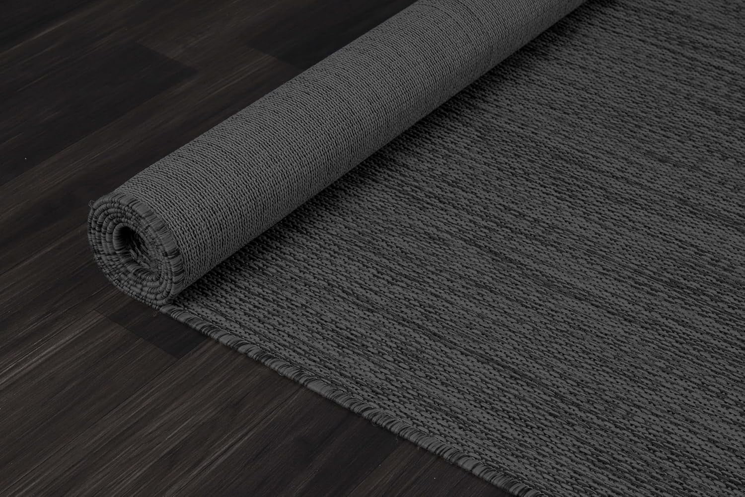 CAMILSON Solid Washable Waterproof Outdoor Indoor Area Rug Dark Gray 8x10