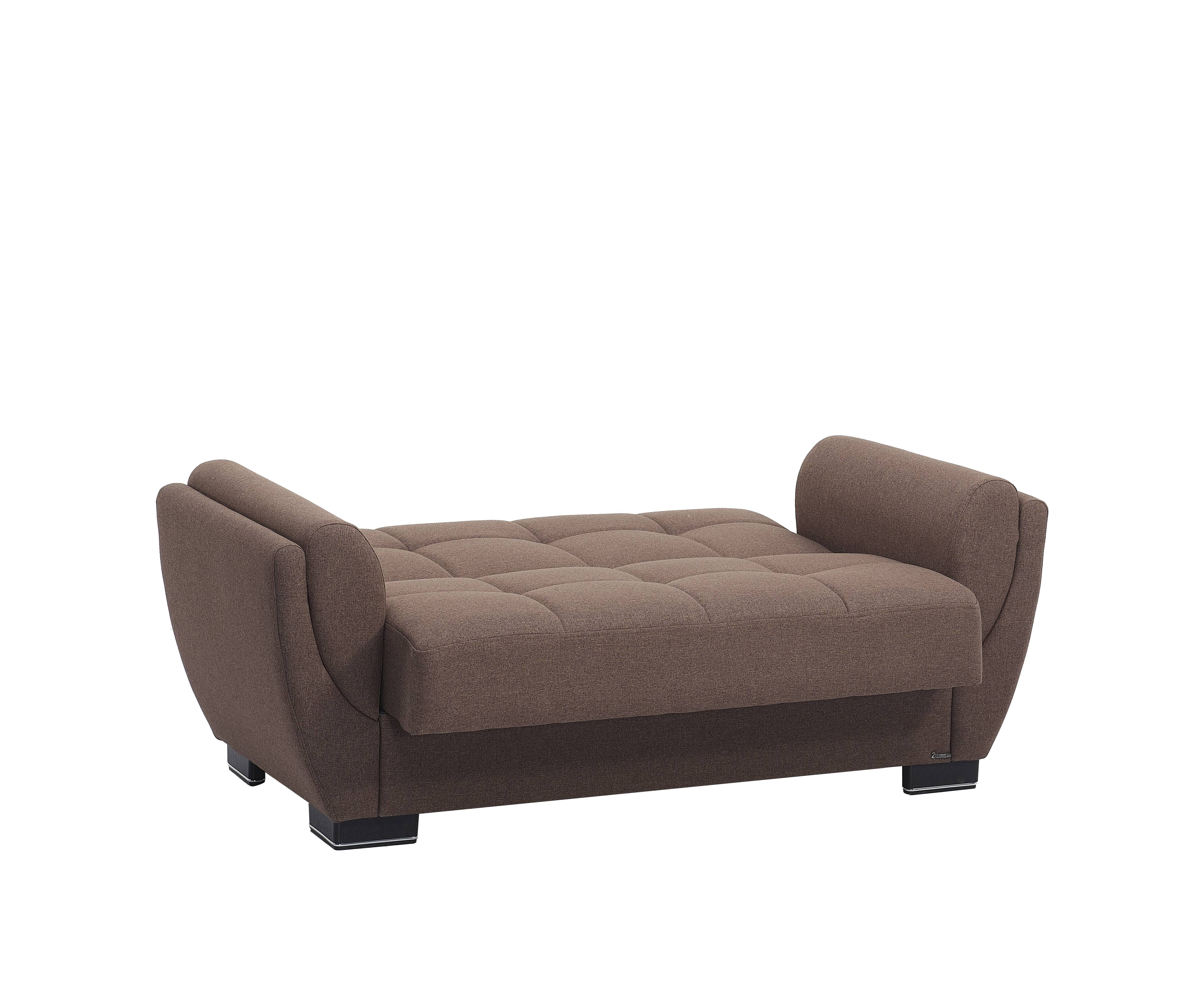 Ottomanson Convertible Sleeper Loveseat with Hidden Storage, Firm Seating, Brown