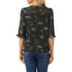 thumbnail image 3 of INSPIRE CHIC Blusas de Mujer con Mangas 3/4, Camisa de Chifón con Volantes y Estampado Floral, Negro-Azul Claro, XL, 3 of 7