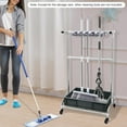 thumbnail image 3 of Broom and Mop Holder Garden Tool Organizer Mobile Cleaning Trolley Mop Rack Floor Standing Cleaning Tool Cart Storage for Garden Garage Schools Hospitals Factories Hotels, 3 of 9