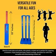 Bratla Cricket Set Size 4 & 6 - Blue Color | Includes Bat, Wind Ball, Stumps, and Non-Striker Stump with Plastic Base
