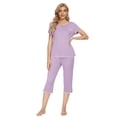 thumbnail image 1 of MINTLIMIT Women's Short Sleeve Tops and Capri Pants Solid Pajama Sets, 1 of 3