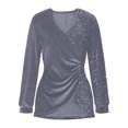 thumbnail image 3 of Uootdi Plus Size Sequin Tops for Women Sparkly Glitter Bow Crewneck Long Sleeve Shirts Evening Party Night Top Going Out Pullover Gift, 3 of 6