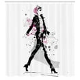 thumbnail image 3 of Ambesonne Vintage Shower Curtain, Woman Catwalk, 69"Wx84"L, Black and Pink, 3 of 3