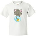 thumbnail image 3 of Inktastic Kitty And The Fish Bowl, Cute Little Cat, Fish Youth T-Shirt, 3 of 5