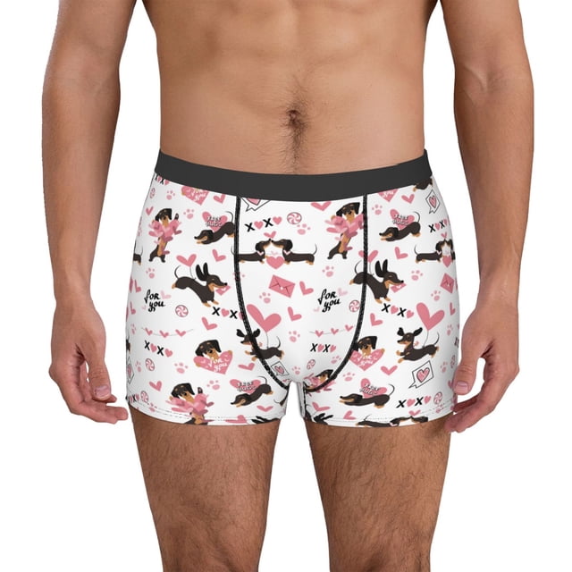 Balery Dachshund Dog Puppy Calzoncillos bóxer para hombre, ropa interior de algodón suave y transpirable con cinturilla de nailon-XX-Large