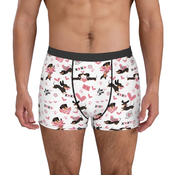 Balery Dachshund Dog Puppy Calzoncillos bóxer para hombre, ropa interior de algodón suave y transpirable con cinturilla de nailon-XX-Large