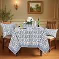 thumbnail image 2 of Verolix Floral Tablecloth 60 x 60 Inch Square, Blue White Pattern Table Cover, Waterproof Washable Wrinkle Resistant Polyester Fabric for Dining Kitchen Indoor Outdoor Use, 2 of 5
