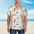 thumbnail image 4 of Balery Cute Little Animals Print Men's Hawaiian Shirts Short Sleeve Beach Shirt Relaxed Fit Vacation Button Down Shirts-Large, 4 of 9