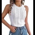 thumbnail image 2 of Camiseta Sin Mangas de Verano para Mujer, Estilo Suéter Informal de Punto Holgado, Acanalado, Sin Mangas XL, 2 of 10