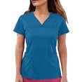 thumbnail image 6 of yoeyez Scrubs for Women Short Sleeve V Neck Work Tops Soft Stretch Fit Scrub Shirts Medical Nursing Plain Uniforms with Pockets Blue,XL, 6 of 7