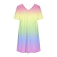 thumbnail image 4 of Pisexur Robes d'Été pour Femmes Robe Midi Dégradée Colorée Élégante Robe Décontractée Fluide Mini Robe Manches Courtes Col en V Profond Robe T-Shirt Mode, 4 of 4