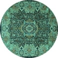 thumbnail image 1 of Ahgly Company Machine Washable Indoor Round Persian Turquoise Blue Traditional Area Rugs, 7' Round, 1 of 4