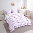 thumbnail image 3 of Feelyou Dreamy Ribbon Kids Bedding Comforter Set 7pcs, Cartoon Princess Bowknot King Bedding Sets, Purple Bow Theme Reversible Bed Sheets, Microfiber Bedroom Decor, 3 of 7