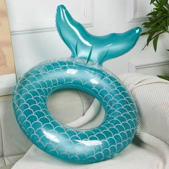 Mermaid Tail Inflatable Swim Ring, Cute Pool Float, Party Supplies, Flotation Device, Swim Ring