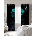 thumbnail image 4 of Green Roses Kitchen Curtains Modern Art Splash Flowers Butterfly Cafe Short Curtains for Bathroom Blackout Window Curtain Grommet Small Window Treatment Tier Drapes for Bedroom Living Room 52"x45"x2, 4 of 9