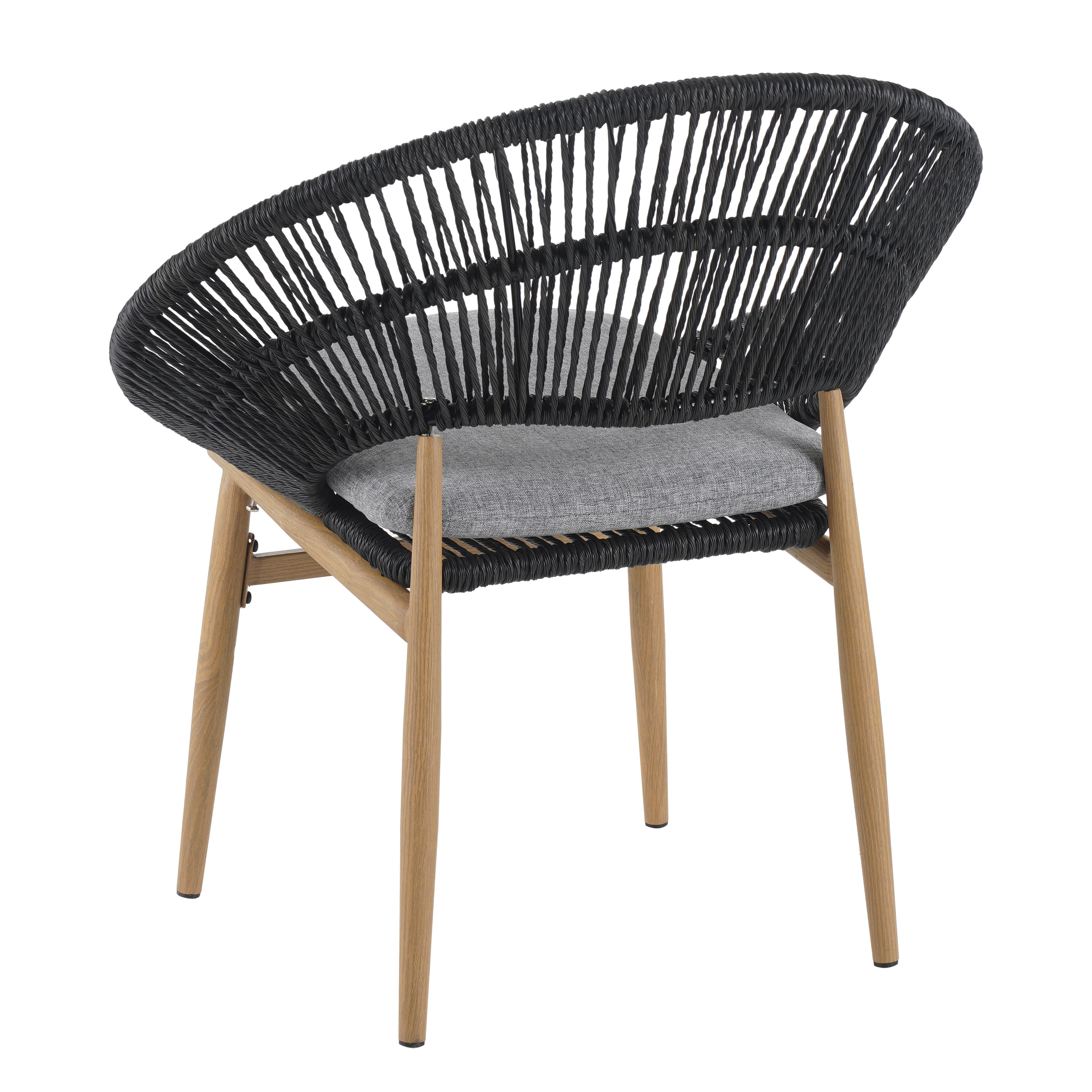Outdoor Wicker Papasan Style Dining Chair for Patio Garden, Dark Gray
