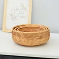 thumbnail image 6 of HOARBOEG Rattan & Wood Storage Basket, 8 Inch Woven Fruit Basket with Angled Handle, Kitchen Counter Drainage Bin for Bread Vegetables Snacks, 6 of 6