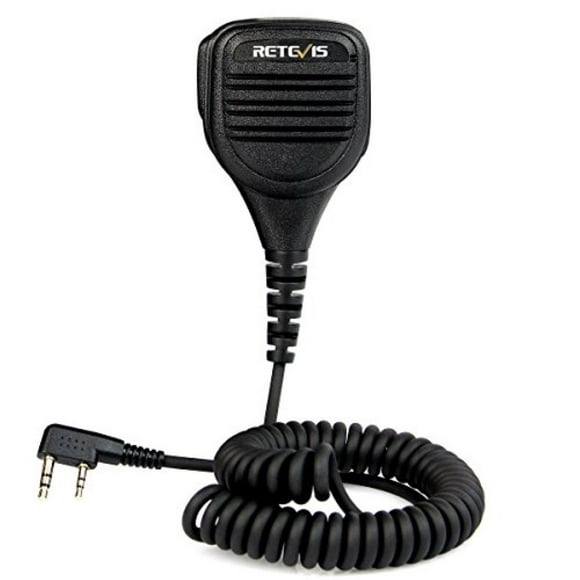 Retevis Walkie Talkies Mic 2 Pin for Baofeng BF-888S UV-5R Retevis RT22 RT21 RT19 H-777 H-777S RT15 RB18 RT27 RB35 RT21V RT-5R RT-5RV RT85 RT76 3.5mm Audio Jack Shoulder Speaker Microphone(1 Pack)