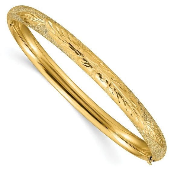 Auriga Fine Jewelry 10K Yellow Gold 4/16 Laser Cut Hinged Bangle Bracelet 7" for Women