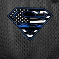 thumbnail image 5 of Superman Thin Blue Line Flag Shield Logo Mens Lined Mesh Shorts, Black, Medium, 5 of 6