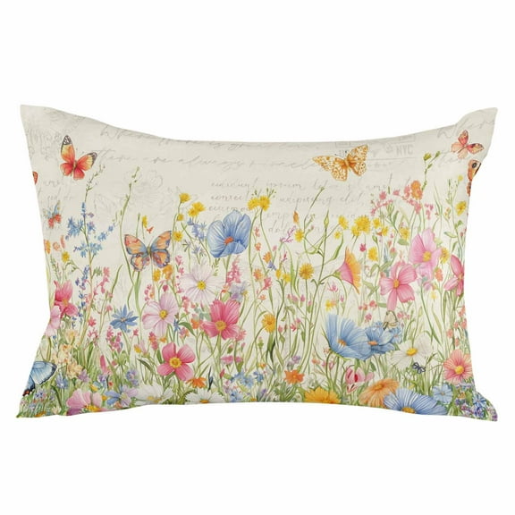 Butterfly Floral Vintage King Size Pillow Cover, Pillowcase Protectors with Zipper, Breathable Decorative Throw Pillow Case Cover, Pillow Shams for Couch Sofa 20x36Inch